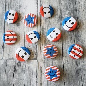 Red White Blue Pin Back Buttons - 1 Inch